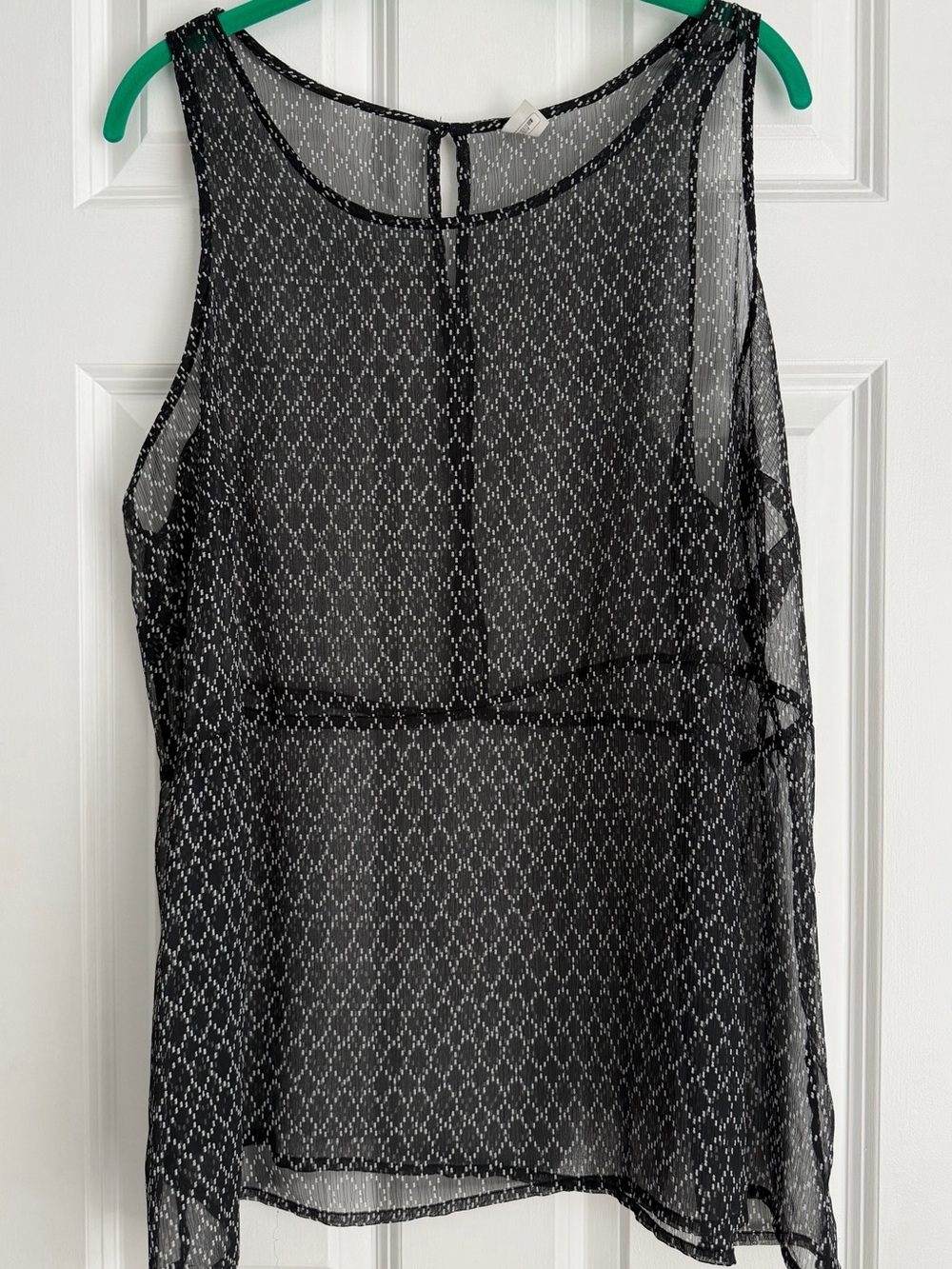 Old Navy Black Sheer Diamond-Print Sleeveless Top Keyhole Back Size XXL